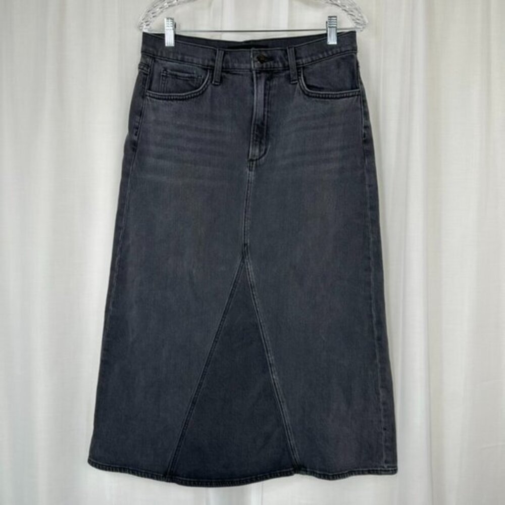 Joes Jeans The Tulie Denim Midi Skirt Size 30 Washed Black Gray A-Line Panel